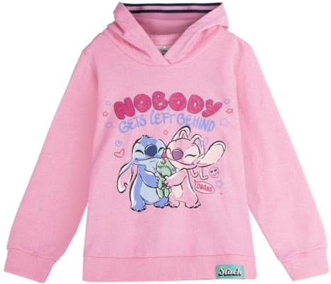 Disney Lilo e Stitch - Felpa con cappuccio per bambini e adolescenti, felpa alla moda, blu scuro o rosa, accogliente e calda, taglie 128-164 cm, rosa scuro, 140