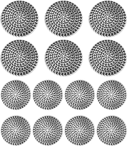 14 Pack Silver Metal Blazer Buttons Set 18mm 23mm for Suits Coats Jackets