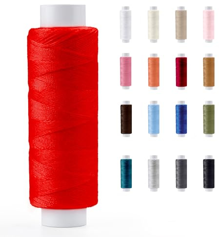Hilo de Coser Resistente de Poliéster, Bobinas de Muchos Colores, Para Costura a Mano o a Máquinas, Bobinas de 200 m, Fabricado en Europa por Pasmanta desde 1953 (5616 - Rojo)