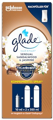 Glade Touch & Fresh (Brise One Touch) Nachfüller, Lufterfrischer Minispray, Sandalwood & Jasmine, 1er Pack (1 x 10 ml)