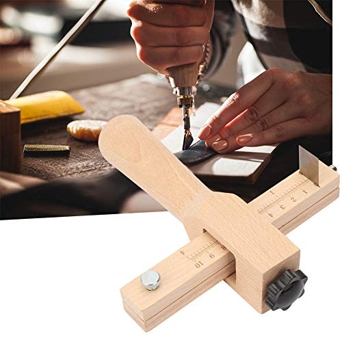 Hilitand Herramienta de Corte de Correa de Cuero Mano de Madera Ajustable Herramienta de Corte de Correa de Tira de Cuero Accesorios de artesanía de Cuero con 5 Cuchillas