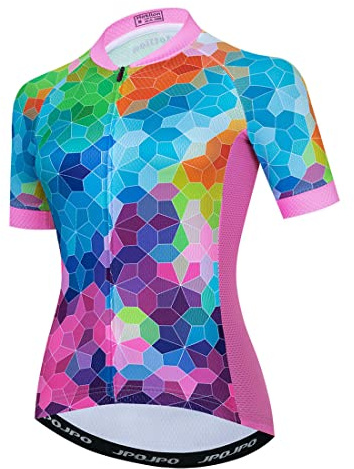 Cycling Jersey Women, Mountain Bike Jersey Ladies Cycle Shirt Bicycle Clothes Biking Tops Colorful Pink XL