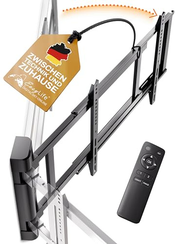 EasyLife TV-fäste elektriskt svängbart upp till 170°, VESA-väggfäste upp till 600 x 400 för LCD/OLED, TV, bildskärm, 32–75 Smartboard och 50 kg Max (ELWH-M1S - svart)