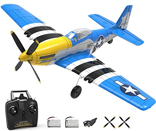 HTLNUZD Fjärrkontroll Flygplan 4CH P51, en tangent aerobatisk 761-5 för att flyga med Xpilotstabiliseringssystem vingspanan fjärrkontroll Warbird radiostyrt plan (med 2 batterier)