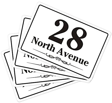 EDSG 4 x Wheelie Bin Stickers, Personalised Bin Numbers for Wheelie Bins, Custom Wheelies Bins Numbers Stickers, Number Sticker with House Number Street Name (Design 1)