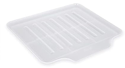 Copco Small Clear Drain Board Fits Under Any Small Dish Rack to Catch Water or for Larger Pots Alone, Angled Base Allows for Self Draining with Raised Ribs to Prevent Water from Puddling
