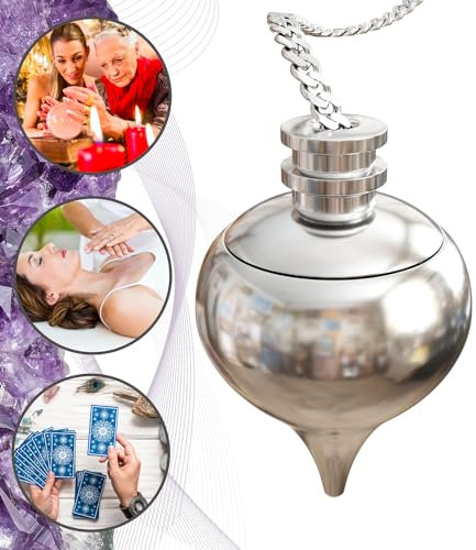 Pendule Divinatoire de Radiesthesie Goutte d'Eau Abbe Mermet et sa CHAMBRE TEMOIN en Laiton Argenté (Metal) - Magnetiseur Sourcier Géobiologie