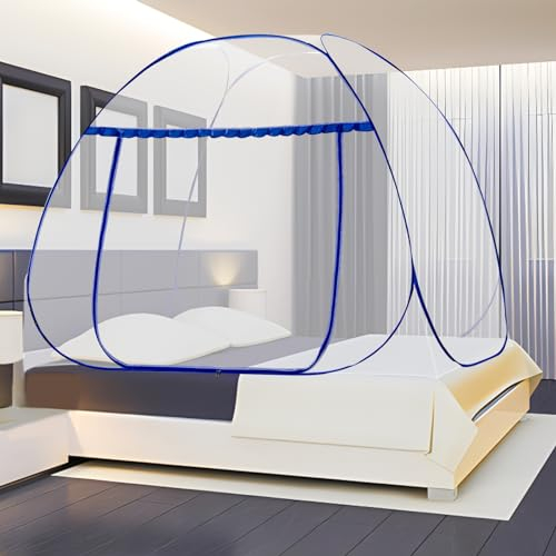 Moskitonetz Bett, Pop Up, Faltbares Bett-Moskitonetz,Einfache Installation, Moskito-Campingzelt für Schlafzimmer Outdoor Camping (Blau,195 * 100 * 110cm)
