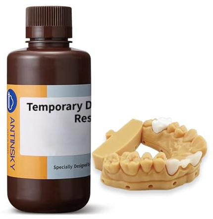 Antinsky Temporal Modelo Dental Resina para DLP LCD Impresora 3D Resina 405nm Alta Precisión Alta Dureza Tiempo de Curado Rápido Dientes Aspecto Texturizado Color de Dientes A1 500g