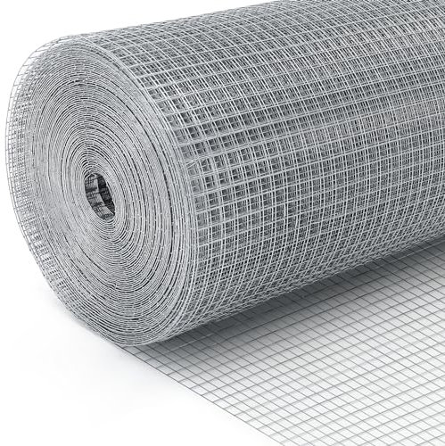 Land Guard Hardware Cloth 1/2 Inch 48inx100.1ft 19 Gauge Square Chicken Wire Fence Mesh Roll Raised Garden Bed Plant Supports Poultry Netting Cage Snake Fence…, Galvanized