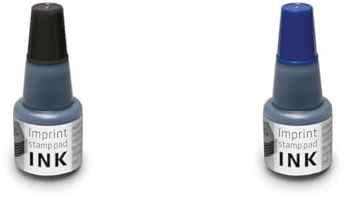 Trodat Imprint Stempelfarbe zum Nachfüllen für Stempelkissen 9072M & 9074M, Wasserbasierend Schwarz & Stempelfarbe zum Nachfüllen für Stempelkissen 9072M & 9073M, Wasserbasierend Blau