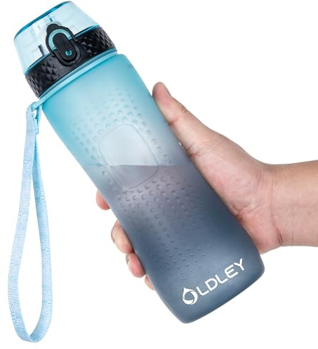 OLDLEY 750ml/25oz Water Bottles with Straw BPA Free Tritan Water Bottles for Gym School Sports Travel Leakproof Time Markings Drink Bottles Hydrate for Adult Women Men(Blue Gradient)