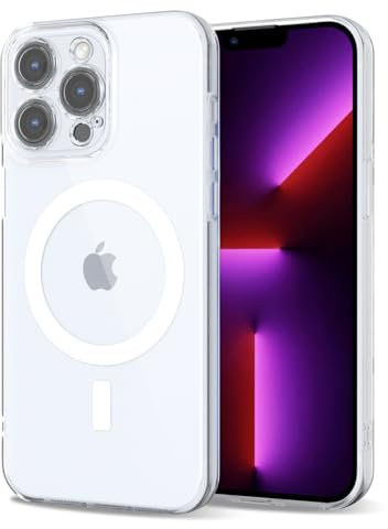Svanove for iPhone 13 Pro Case Clear Compatible with Magsafe, Transparent Magnetic Magnet Mag Case, Cute Slim Thin Silicone Grip & Shockproof Camera Cover Drop Protection Bumper, Clear
