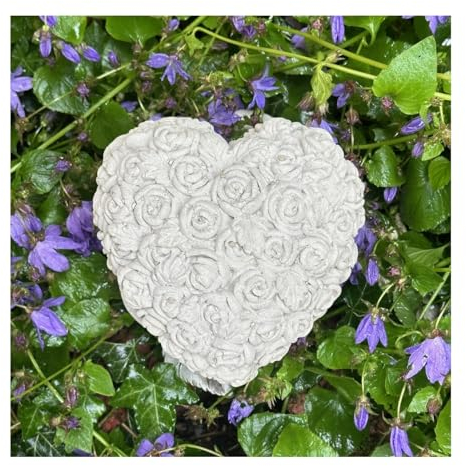 Radami Herz Dekoherz Steinguss 12cm, auch Grabschmuck Grabherz Natur