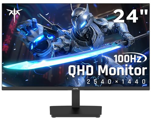 KTC 24 Inch QHD 2560x1440 IPS Computer Monitor, 100Hz Zero-Frame 2K Gaming Office Monitor, Adaptive Sync, HDR10, VESA, Tilt Adjustable, Low Blue Light, DisplayPort, HDMI, H24T27