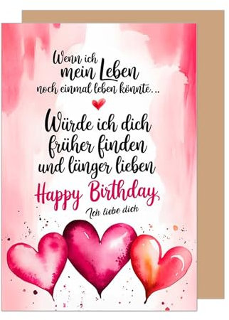 Edition Seidel Premium Geburtstagskarte mit Umschlag. Glückwunschkarte Grußkarte Karte mit Spruch Geburtstag Happy Birthday Mann Frau Herz Ballon Liebe (G3619 SW024)