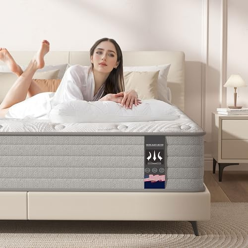 Full Size Mattress 12 inch, Medium Firm Hybrid Mattresses with Cooling Gel Memory Foam, Full Mattress in a Box, Independent Spring for Motion Isolation, Pressure Relief & Upgraded Support, CertiPUR-US