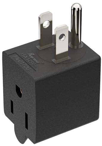 90 Degree Adapter Upward Angled, Plugrand USA 3-Prong Male-Female Adapter
