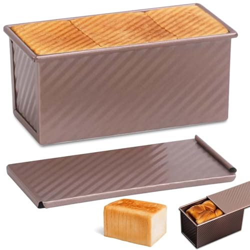 BAIFULAI Brotbackform mit Deckel, 570g Teig Toastbrot Backform mit Deckel, 21x11.5x11cm Kastenform Kuchen, Kohlenstoffstahl Kastenform Brot mit Antihaftbeschichtung für Brot und Toastbrot