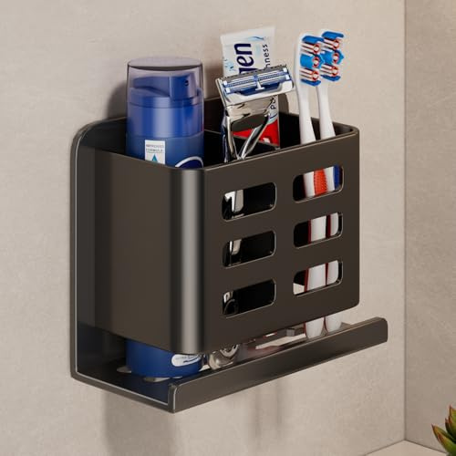 YESENT Soporte de Aluminio para cepillos de Dientes eléctricos - Soporte de Pared para baño (Negro 2 Ranuras)