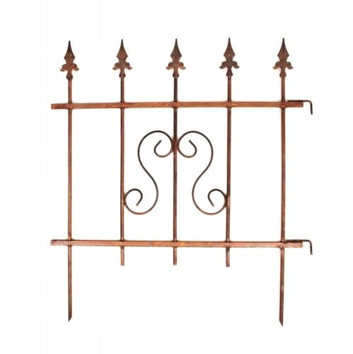 Kapaga - Clôture de Jardin en Métal – Clôture Décorative Modulaire, Bordure de Pelouse, Métal Revêtu Rouille 70x60 cm, Système d'Emboîtement Flexible