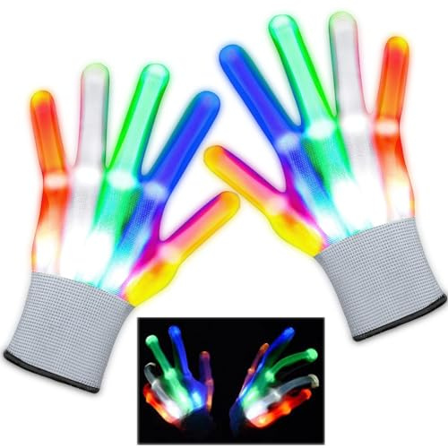 LED-handskar, blinkande handskar, LED-handskar vuxna barn, halloween present barnfödelsedag, färgglada lysande vantar fingerdans halloween karneval jul raves party klubbar