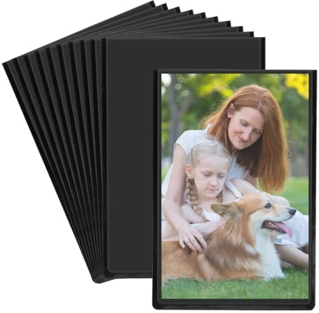 CENBEN Magnetic Photo Frames for Fridge, 2x3 Mini Picture Frames Black, Refrigerator Magnet Frames Compatible with Instax Mini Polaroid Photos, Small Photo Pockets for Locker Decor, 10 Pack