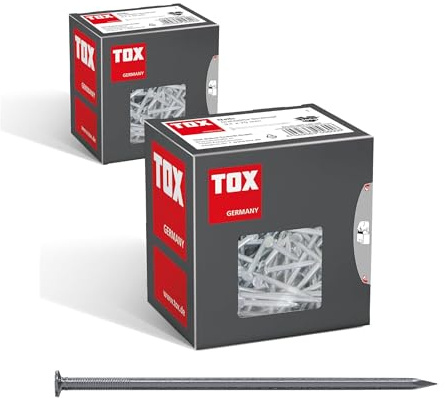 TOX 063100109_2 Drahtstifte Nails 3,1x70 mm mit Senkkopf für einfache Holzverbindungen, universelle Einsatzmöglichkeit im Innen-und Außenbereich, blanker Stahl, 2X 400 g im Karton,