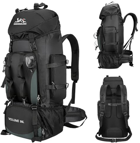 Axrye Mochila de Senderismo Impermeable 90L para Hombre, Mochilas de Viaje Gran Capacidad con Múltiples Compartimentos, Mochilas Ligeras y Transpirables para Camping al Aire Libre, Trekking, Pesca