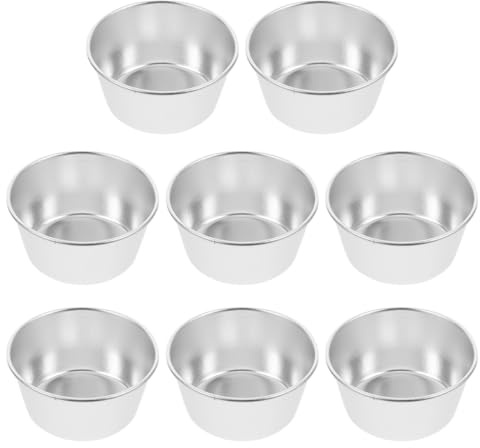 TOPBATHY 8pcs Carbon Steel Nonstick Mini Round Baking Molds for Oven, Egg Tart Pudding Cups, Souffle Darioles Moulds, Pastry and Cupcake Baking Tools for Home Kitchen