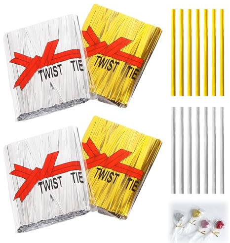 2000 Pièces Twist Ties, 10 CM Métallique Twist Attaches Torsadées Métalliques Réutilisables Attaches Métalliques Pour Paquet de Bonbon Sachet Plastique Transparent Cellophane Sacs Décoration Fête