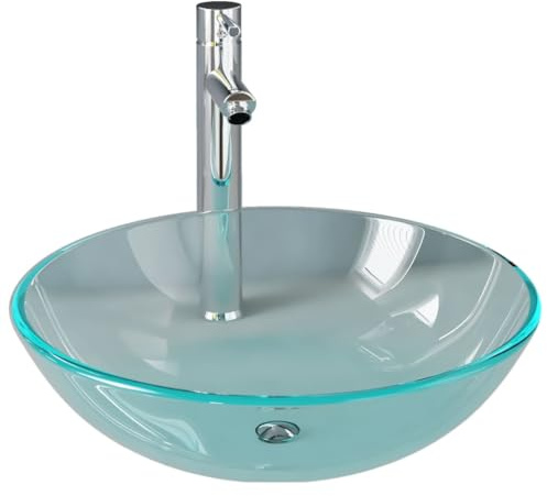 Genérico Lavabo de baño con Grifo y desagüe de Empuje Vidrio Templado,Bricolaje,Fontanería,Piezas para fontanería,Lavabos y fregaderos,Lavabos,Transparente,3098439