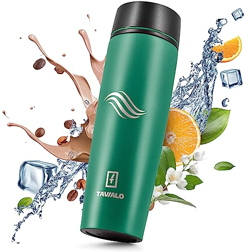 TAVIALO Bottiglia Borraccia Termica 460 ml. Pratica, Elegante e Lavabile in Lavastoviglie. Bottiglia Thermos dal design e qualità superiori (verde smeraldo)