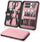 Tagliaunghie Set Professionale - Grooming Kit Strumenti per Manicure e Pedicure (Nero Rosa)