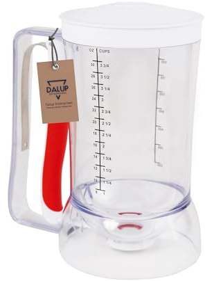 Dalup Enterprises Mess-Free Pancakes Pourer & Cupcake Batter Dispenser | 4 Cup Capacity | Precision Pour Control & Easy-Squeeze Handle | BPA-Free Kitchen Tool for Waffles, Crepes & Muffins