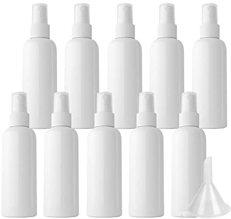 LusDoly 50 Stück, 100ml Weiß Plastik Kunststoff Sprühflasche Mit Weiß Sprüher Nachfüllbar Sprühflaschen Leer für Parfümzerstäuber Zerstäuberflasche Reise Flakons