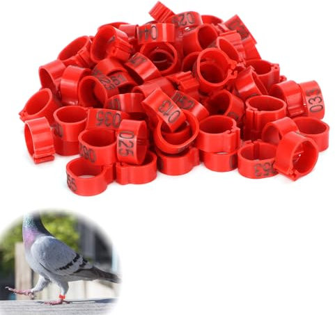 Hühnerbeinringe, 100 Stück GeflüGel FußRinge Geflügelbeinring Vogelbeinbänder Fußring 001‑100 Nummerierter Taubenring für Hühnchen Zwerghuhn Finken Taube Wellensittich Kleines Geflügel (12mm)