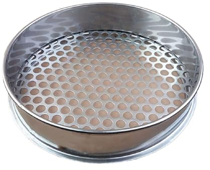 Tamiz de jardín redondo, Tamizador de arena de acero inoxidable, Tamiz de tierra, metal, Colador de compostaje, herramientas de jardín para tierra y piedras, Diámetro: 20 cm
