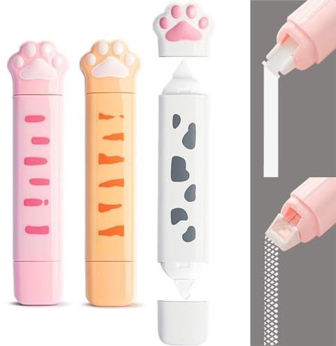 Basicon 2 in 1 Kleberolle mit Korrekturband, White Out Korrekturband und doppelseitiges Klebeband Roller Dots Kleber, Stylisches Cute Design für Schule Haus Bürobedarf