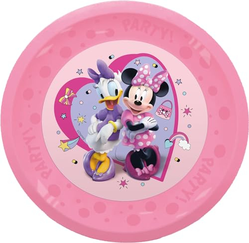 Procos - Teller Minnie Mouse Junior Kunststoff, 4 Stück, wiederverwendbar, Partygeschirr für Geburtstag oder Mottoparty, Mickey