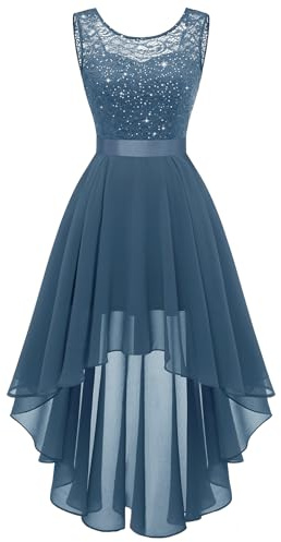 Berylove Dentelle Robe de Cocktail Femme élégante pour Mariage, Robe Festive sans Manches, Robe de Demoiselle d'honneur, XL