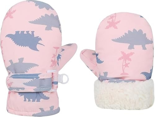 LQTSLFM Guanti Invernali per Bambini, Guanti da Sci per Bambini, Guanti Antivento per Bambini, Guanti Impermeabili con Fodera in Lana per 2-4 anni ragazzi ragazze, 16 x 9 x 2 cm, (Rosa)