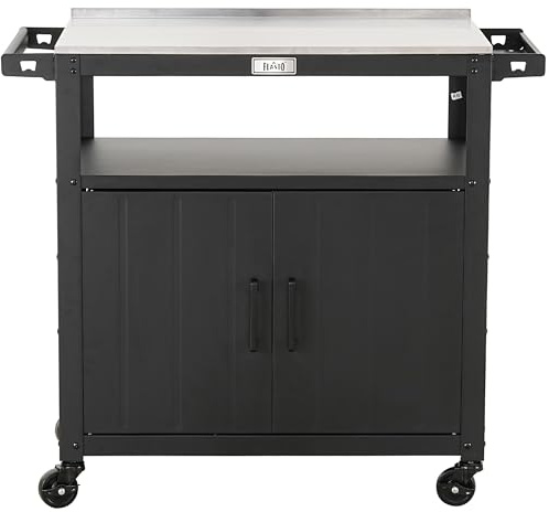 Grill Cart Outdoor with Storage,Black