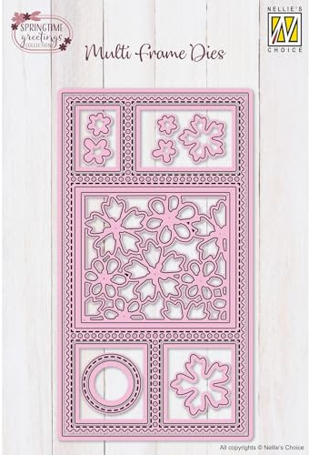 Nellie's Choice Stansmall med Blommor Motiv- 16 Multi Frame Dies och Skärschabloner på 8,5 x 15 cm för Korttillverkning, Pyssel, Scrapbooking, Hantverk - Lämplig för Stansmaskinerk