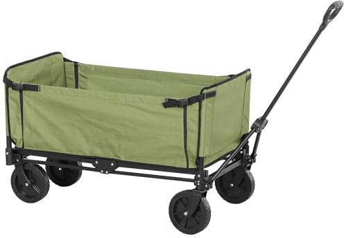 Outsunny Chariot de Jardin Pliable 130 L, Chariot de Transport avec Sac Amovible, Chariot à roulettes avec poignée télescopique rotative, Chariot remorque en Acier, Noir