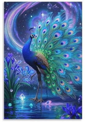 RJAVAGFZL Pavo real Cuadro En Lienzo Cuadro Decorativo Pinturas Murales Pintura Poster Impresiones Lienzo Para Salon Dormitorios Comedor Pasillo 16x24inch(40x60cm)