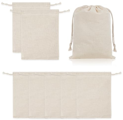 OFFCUP 8PCS 20x30cm Bolsas de Algodón, Bolsa con Cordón para Regalo, Bolsitas de Tela Reutilizable Pequeñas Para Regalos de Bodas Fiestas Cosméticos Joyas Navidad Cumpleaños DIY