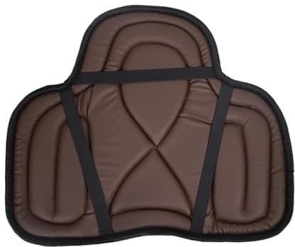 GIYXHU Sadelunderlag, bekväm ridutrustning, stötdämpande, med fästrem, dressyr underlag av PU-läder, 55 cm x 45 för spår ridning (brun)