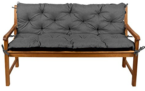 Gutekissen® Cuscino per panchina, Cuscino per seduta, Cuscino per schienale, Cuscino da giardino, Cuscino trapuntato, Altalena da giardino, Mobili da giardino LAW (130x50x50, Grigio scuro)