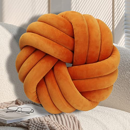 GYCS Knotted Pillow Cushion Soft Plush Knot Ball Pillow Waist Back Cushion Home Decorative Throw Pillow for Sofa Bed,orange,35cm